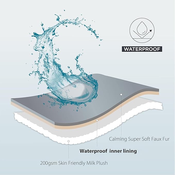 Waterproof Dog Blanket for Bed, Luxury Plush Washable Large Dogs Blankets for Furniture Protection, Super Soft Calming Pet Blanket for Indoors (Cream, 50"x60")