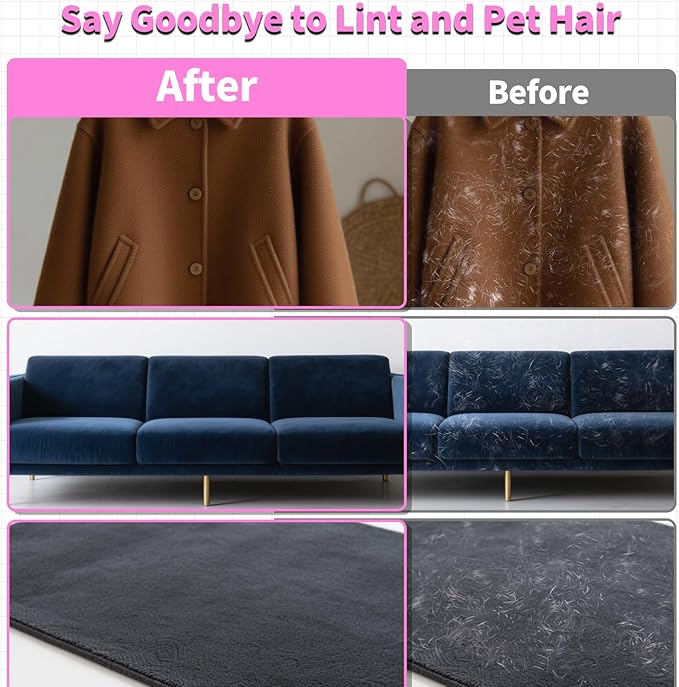 Pet Hair Removal Glove for Dogs & Cats, Newly Upgraded Reusable Electrostatic Pet Hair Glove, Pet Hair Remover Tool for Clothing, Couch, Bed, Carpet, Car Seat（Pink）