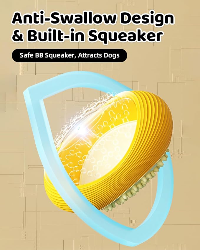 Olive Squeaky Dog Chew Ball for Aggressive Chewers Interactive Fetch Toy, TPR Material, Dental Cleaning Dog Toy for Small Medium Large Dog, Indoor Outdoor Puppy Chew Toy Green