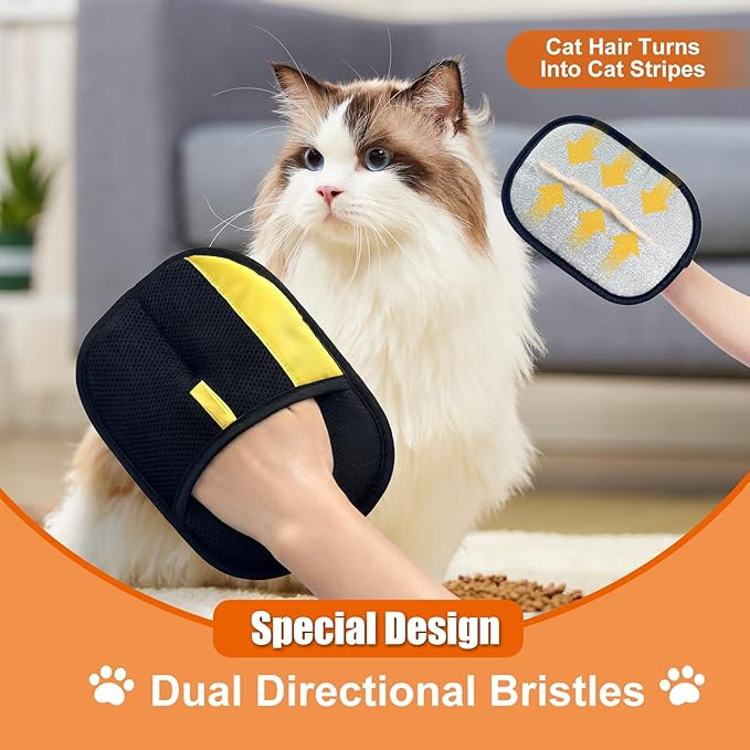 Electrostatic Gloves for Pet Hair Removal: Upgraded 2 PCS Animal Fur Removal Tool for Dogs & Cats Efficient Reusable Pet Hair Remover for Couch Carpet Car Seat Clothing Versatile Quick Clean