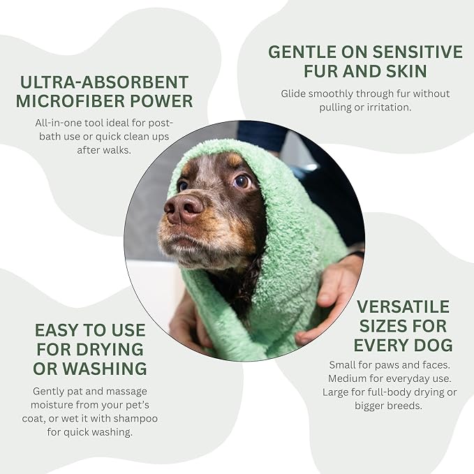 Two Tails Pet Company Pet N’ Dry Microfiber Bath Towel, Absorbent Dog Towels for Versatile Everyday Drying or Washing, Soft and Lightweight, Fast Drying, Grooming Dog Supplies, Size Medium