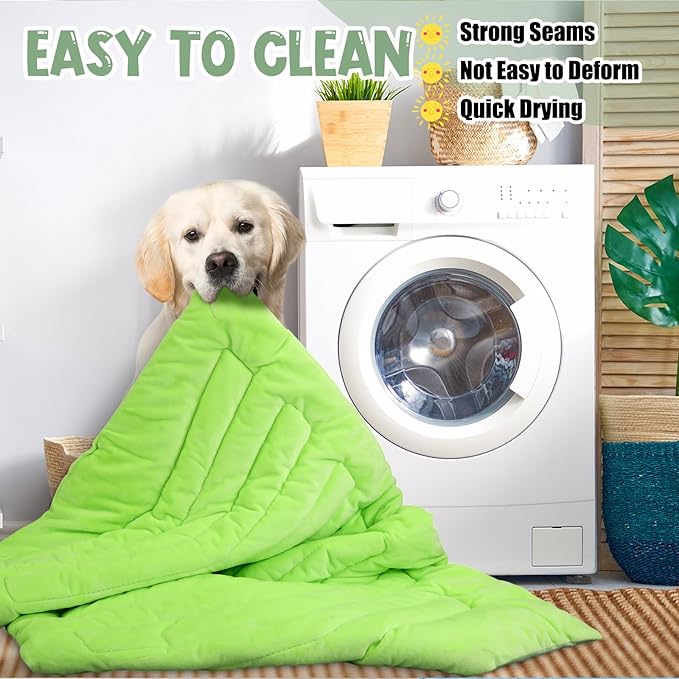 Tinideya 4 Pack Dog Cooling Mats with Storage Bags 35"x22" Ice Green Cooling Mat for Dogs Cats Washable Foldable Pet Self-Cooling Mat and Sleeping Pad for Summer Crate Bed Indoor and Outdoor Floor