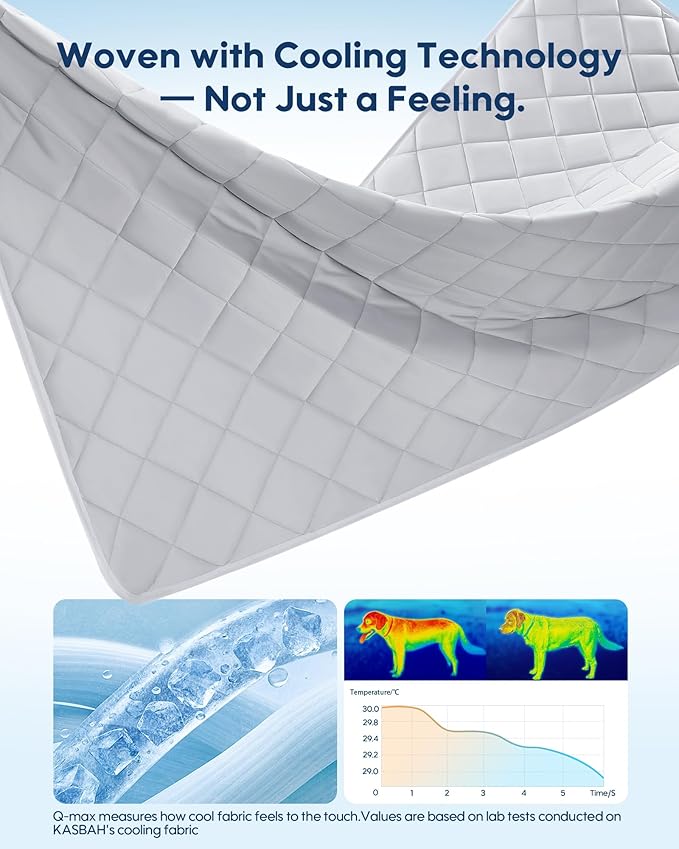 KASBAH Dog Cooling Blanket & Mat, Waterproof Pet Blankets for Couch, Bed and Car Seat, Washable Reversible Dog Blanket Throw (Cool & Warm), Q-MAX >0.5, 40 x 56 Inch