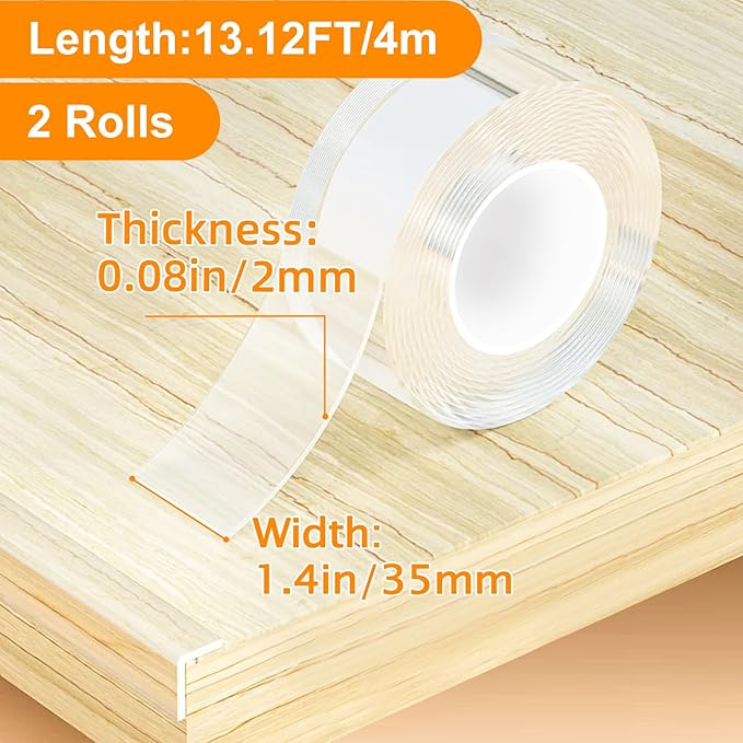 1.4 in x 13.12 ft,Clear Soft Corner Protectors for Furniture Strip,Sharp Edge & Table Bumper,Window Edge,Wall Protector, Soft Corner Guards Safe for Proof,Table Corner Protectors in Family, 2 Rolls Mychampaw
