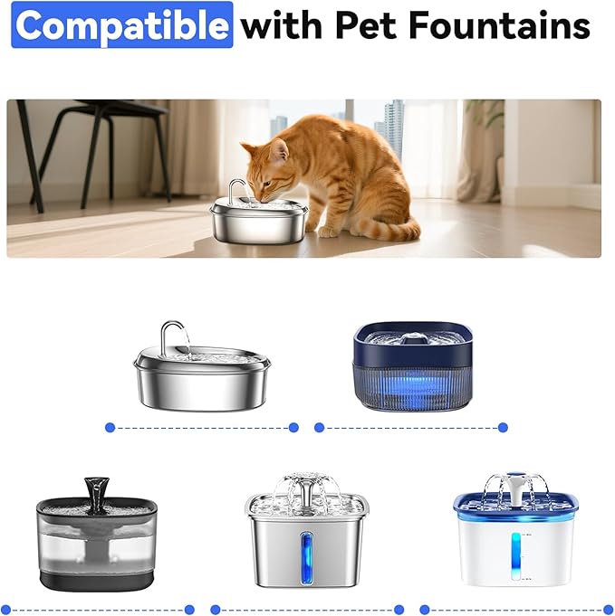 24 Packs Cat Water Fountain Filters Replacement,Compatible with VEKEN® for 67 oz/2L, 85 oz/2.5L, 95 oz/2.5L, 135 oz/4L Automatic Pet Fountain (12 Replacement Filters +12 Pre-Filter Sponges)