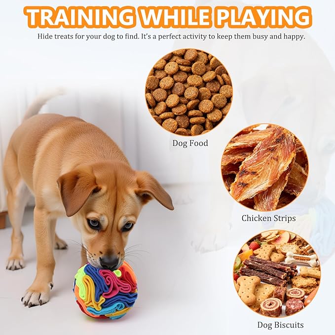 Snuffle Ball - Snuffle Ball for Small Dogs, Interactive Dog Toys to Keep Them Busy, Puppy Dog Puzzle Toy with Storage Bag Machine Washable