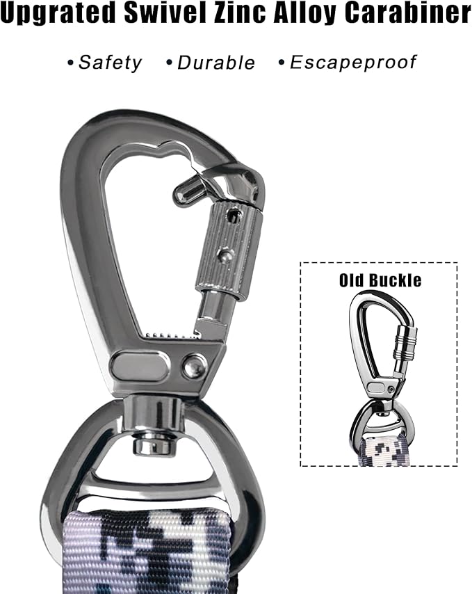 Hotsky Tactical Dog Leash Heavy Duty for Medium Large Dogs That Pull,4-6Ft Strong Bungee Shock Absorbing No Pull Dog Leash with Padded Double Handle and Car Seatbelt,ACU