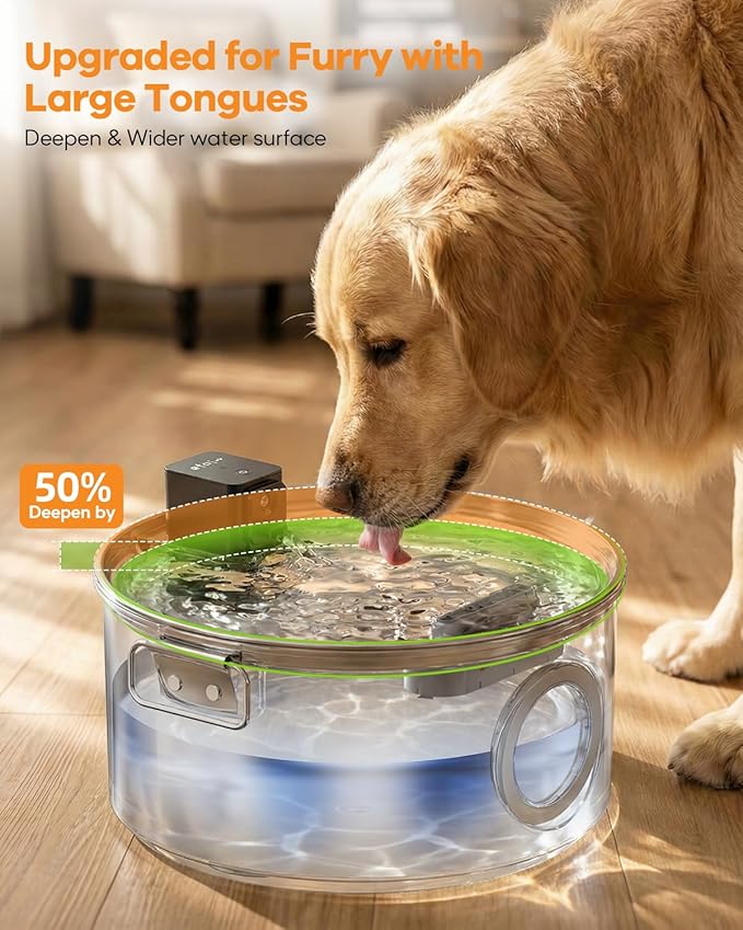 12L/ 3.4Gal Wireless Automatic Dog Water Fountain for Large Dogs，Stainless Steel 3 Modes Dog Fountain Water Bowl Dispenser, Multi Large Pet Water Fountain Ultra Quiet & Multi-Filteration