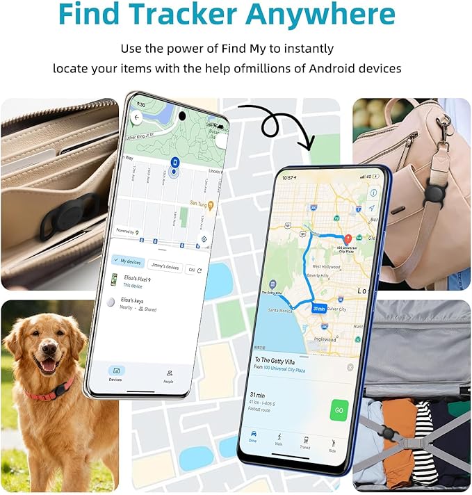 1 Pack Google Android GPS Dog Collar, Mini Dog GPS Tracker, Smart Pet Activity Tracker, No Subscription, GPS Cat Collar Certified Finder, Anti-Lost, Finder Tag for Vehicles, Pets, Kids, Items