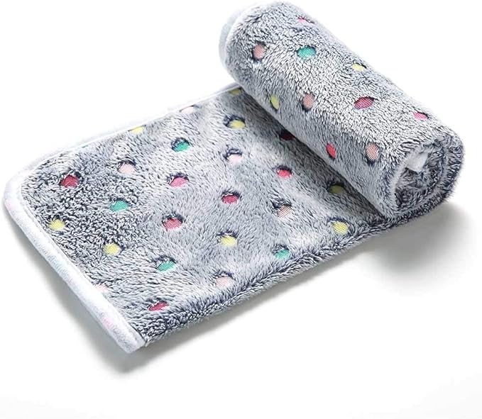1 Pack 3 Blankets Super Soft Cute Dot Pattern Pet Blanket Flannel Throw for Dog Puppy Cat Blue/Purple/Grey Large