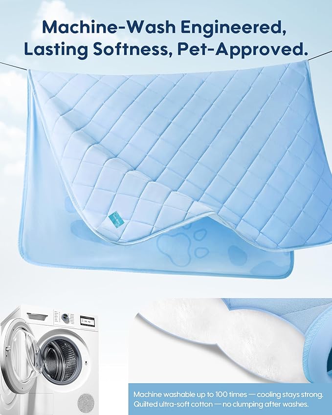 KASBAH Dog Cooling Blanket & Mat, Waterproof Pet Blankets for Couch, Bed and Car Seat, Washable Reversible Dog Blanket Throw (Cool & Warm), Q-MAX >0.5, 40 x 56 Inch
