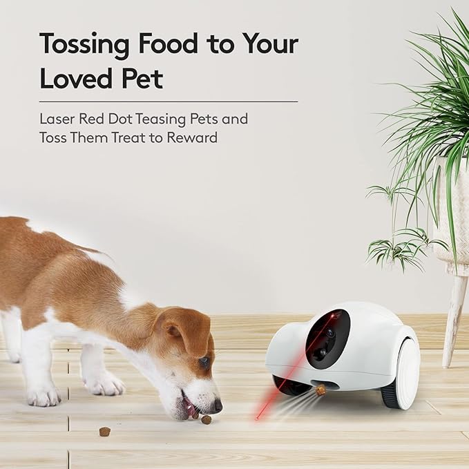 Pet Cameras with Phone App 15 Days Long Standby Pet Robot for Dog Treat Dispenser Feeder 1080P Full HD Dog Robot Camera 360°Move Freely 2-Way Audio (2.4GHz WiFi ONLY (N0 5GHz/Bluetooth)