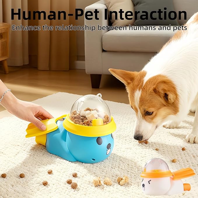 Dog Interactive Treat Dispenser Toy, Interactive Cat Dog Puzzle Toy, Dogs Food Treat Feeding Dispenser for Healthy Eating for Small & Medium (White/Orange)