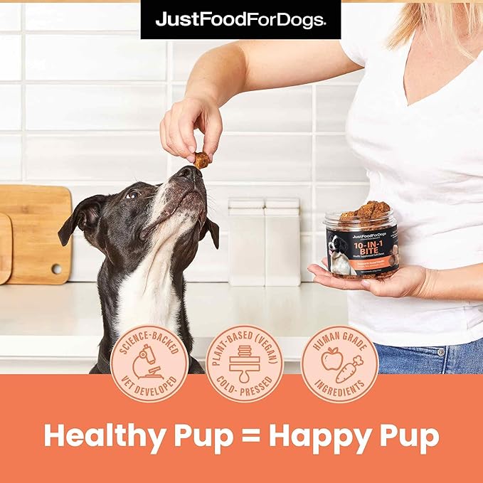 Just Food for Dogs Hip and Joint Supplement for Dogs, Human Grade Glucosamine Chondroitin Dog Supplements, Multivitamin Soft Chews, Omega 3 Oil, Superfood Blend, Plant Based Dog Vitamins - 45 Count 3