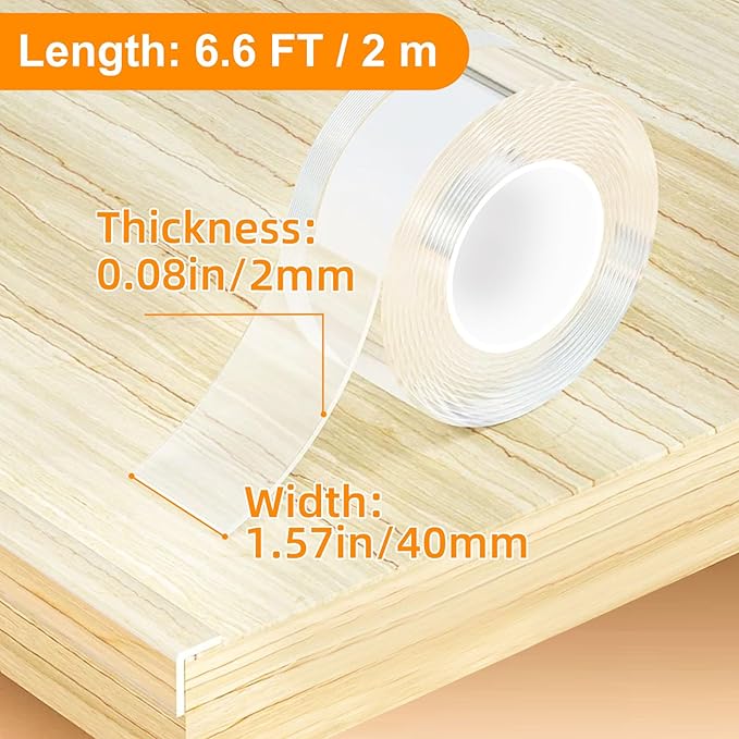 1.57 in x 6.6 FT,Clear Edge Protector Strip Sharp Edge Wrap Cover Tape,Self Adhesive Protective Bumper Guards for Cabinet Door Desk Glass Table Bed Furniture, Kitchen Countertop, Waterproof Mychampaw