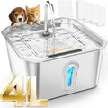 4L/135oz Large Cat Water Fountain Stainless Steel with 4 Filters Pet Water Fountain for Cats Quiet Indoor Pets Dog Small Animal Automatic Dog Water Dispenser for Drinking Watering Supplies