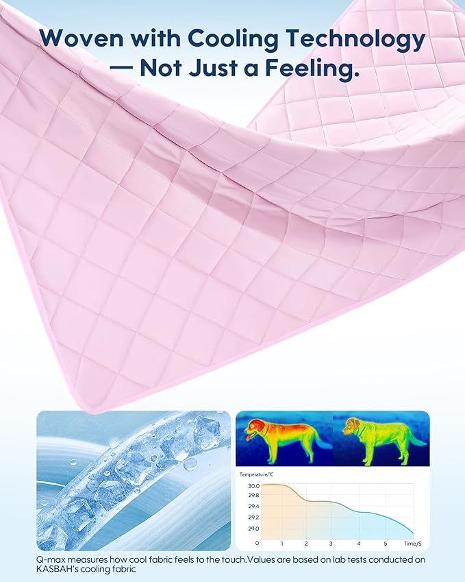 KASBAH Dog Cooling Blanket & Mat, Waterproof Pet Blankets for Couch, Bed and Car Seat, Washable Reversible Dog Blanket Throw (Cool & Warm), Q-MAX >0.5, 40 x 56 Inch