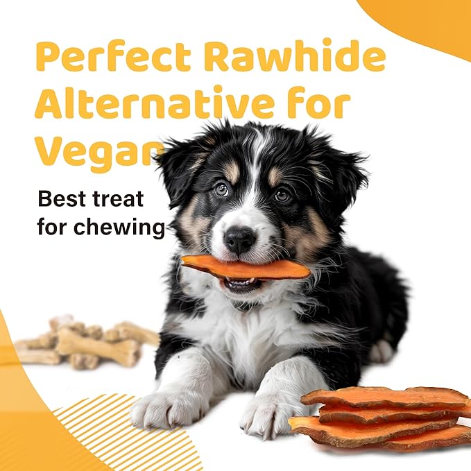 iPaw Sweet Potato Chews, Single Ingredient Dog Treats for Vegetarian, All Natural Human Grade Puppy Chew, Rawhide Alternative, Hypoallergenic, Easy to Digest, 5 Packs