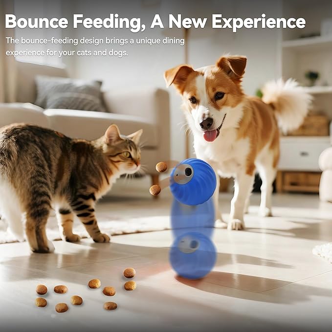 QKOQKO Interactive Dog Ball, USB Rechargeable Automatic Moving Dog Toy with Treat Dispenser, 2.87-Inch Washable TPU Puzzle Ball for Small & Medium Dogs, Exercise & Mental Stimulation – Blue