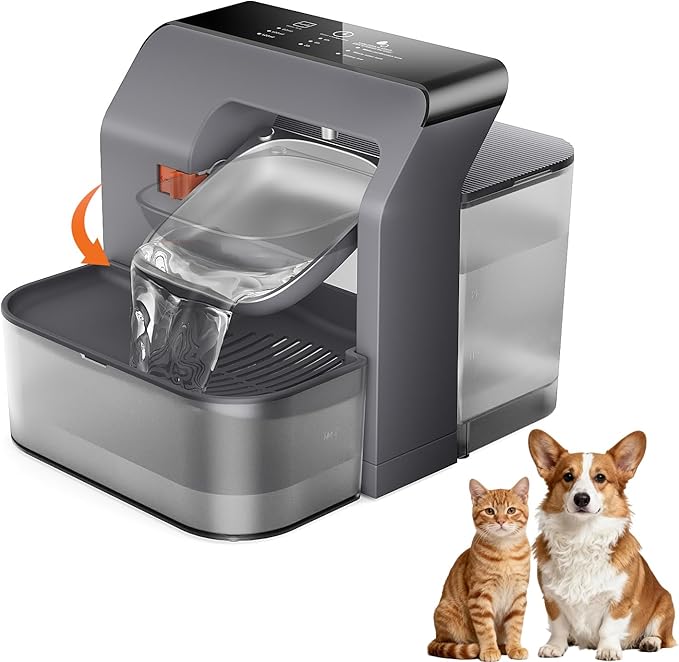 Cat Water Fountain No Filter, Wastewater Separation Cat Water Dispenser, 3.2L Rechargeable Pet Water Fountain for Cats & Small Dogs Indoor, Stainless Steel Bowl