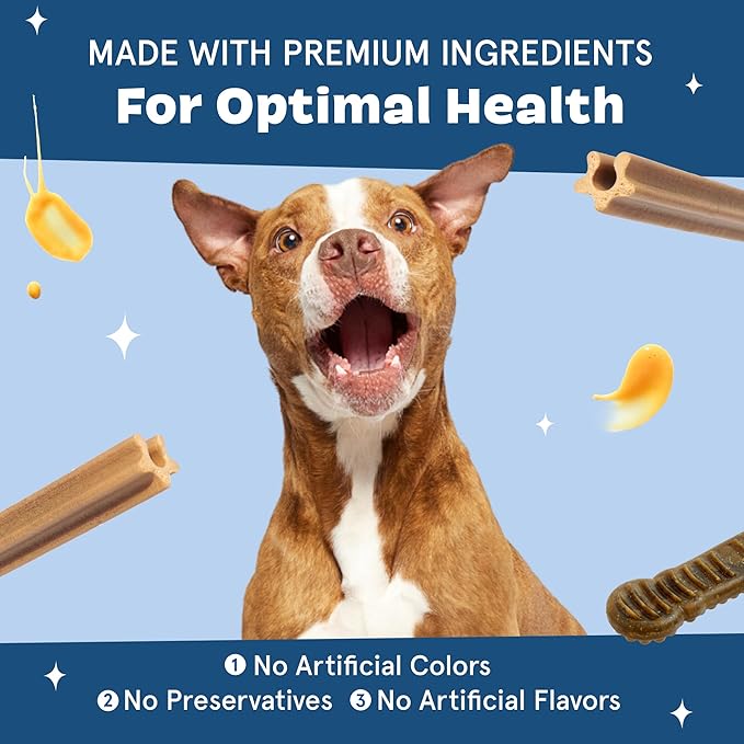 Barkbox Bright Durable Dog Dental Kit for Tough Chewers, 15 Chew Sticks & Toothpaste - Medium Breeds