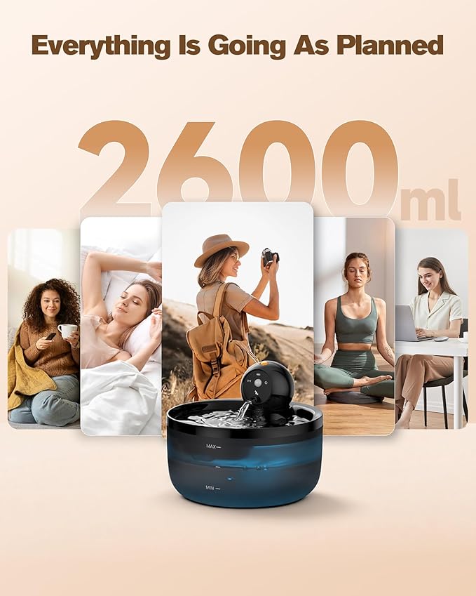 Pet Water Fountain Battery Operated: GOOIFUN Cat Water Fountains with 8 Filters + 8 Sponges - 88oz/2.6L Noiseless Cats Waterer Bowl Dispenser - Kitten Drinking Fountains for Cats Indoor