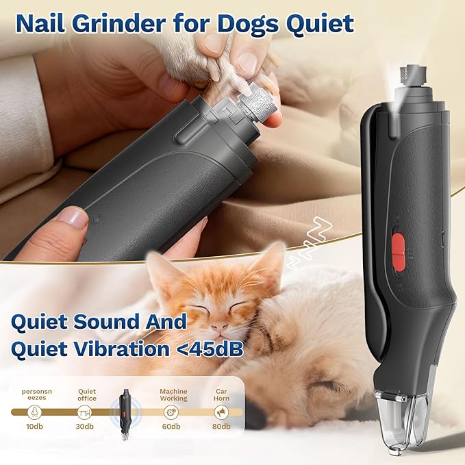2 in 1 Dog Nail Clippers & Cat Nail Clippers Trimmers for Large Medium Small Dogs Cats Claw Trimmer Quick Sensor and Safety Guard USB Rechargeable Dogs Nail Trimmer with Catcher & 2 LED Lights