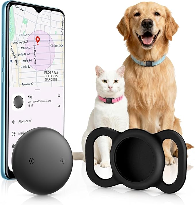1 Pack Google Android GPS Dog Collar, Mini Dog GPS Tracker, Smart Pet Activity Tracker, No Subscription, GPS Cat Collar Certified Finder, Anti-Lost, Finder Tag for Vehicles, Pets, Kids, Items