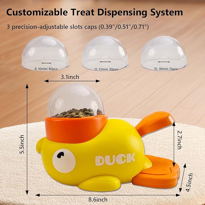 Duck Treat Dispenser for Dogs to Train Problem-Solving Skills,Dog Slow Feeder Puzzle Toy Prevents Bloating, Interactive Treat Dispensing Toy for Small Cats,Dogs,Other Pets