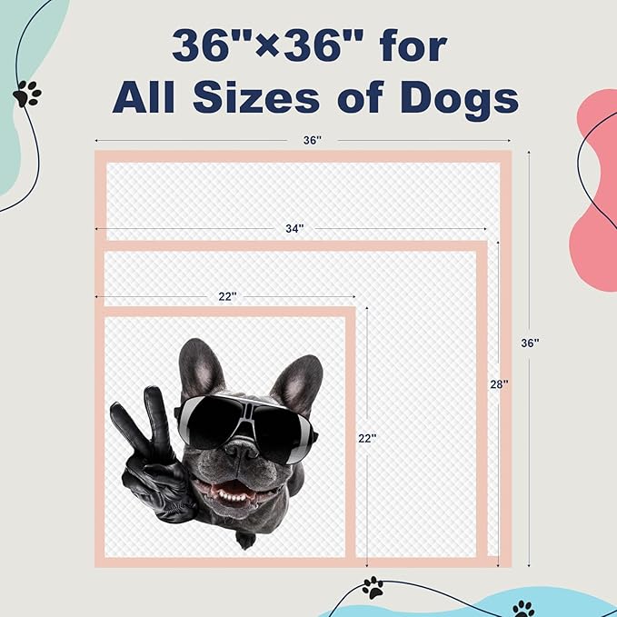 XXL Puppy Pads 35 Count, Dog Pee Pads Extra Large 36" × 36", Pink Doggy Pads｜Disposable Training Pads, Super Absorbent & Leak-Proof & Quick Drying Potty Pads