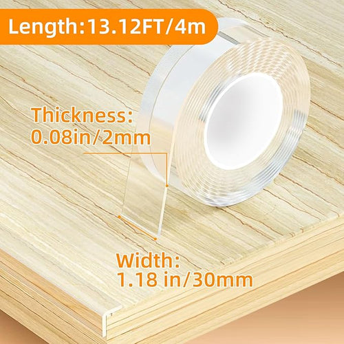 1.18 in x 13.12 FT,Clear Edge Protector Strip Sharp Edge Wrap Cover Tape,Self Adhesive Protective Bumper Guards for Cabinet Door Desk Glass Table Bed Furniture, Kitchen Countertop, Waterproof Mychampaw