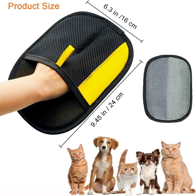 MERRYGOLD 2PCS Pet Hair Removal Glove for Cats and Dogs, Electrostatic Pet Hair Remover Glove, Reusable Magic Brush Pet Hair Remover for Bed, Clothing, Couch, Carpet, Car Seat