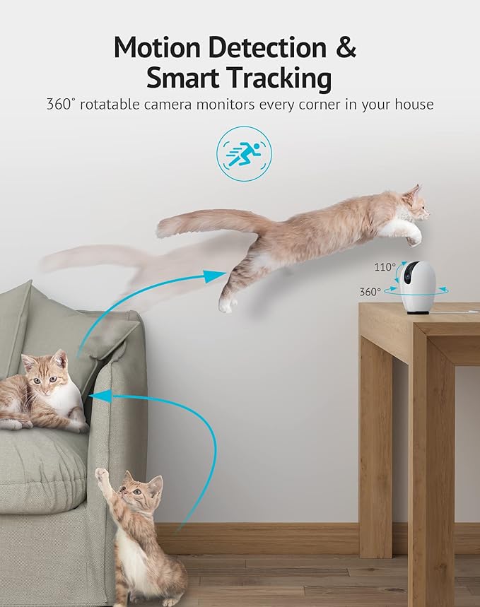 LaView Indoor Security Camera, Baby Monitor with Sound/Motion Detection and Night Vision,WiFi Camera Home Pet Dog Surveillance Camera with App,Two-Way Audio,360-degree IP Camera Work with Alexa