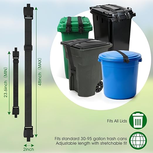 1 Pcs Trash Can Lock for Animals Secure Garbage Can Lid Straps Adjustable Heavy Duty Outdoor Bins, Bear/Raccoon/Dog Proof