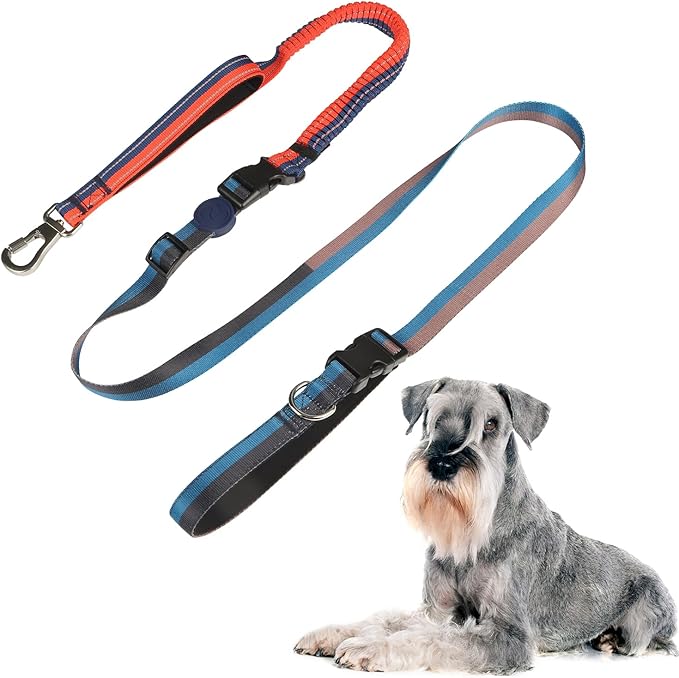 ‌EVERKING 6ft Hands-Free Dog Leash - 6-in-1 Adjustable with 360° Rotating Buckle, Night Reflective & Shock Absorbing for Large/Small Dogs (Up to 120lbs) (Dark Blue)