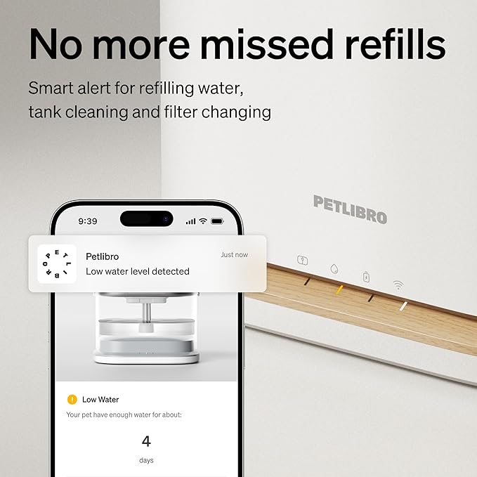 PETLIBRO Upgrade Cat Water Fountain, Cordless Cat Fountain Battery Operated, App Monitoring 3L/101oz Dockstream 2 Pet Water Fountain with Stainless Steel Tray, 5GHz WiFi Dog Water Bowl Dispenser