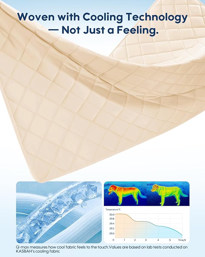 KASBAH Dog Cooling Blanket & Mat, Waterproof Pet Blankets for Couch, Bed and Car Seat, Washable Reversible Dog Blanket Throw (Cool & Warm), Q-MAX >0.5, 28 x 40 Inch