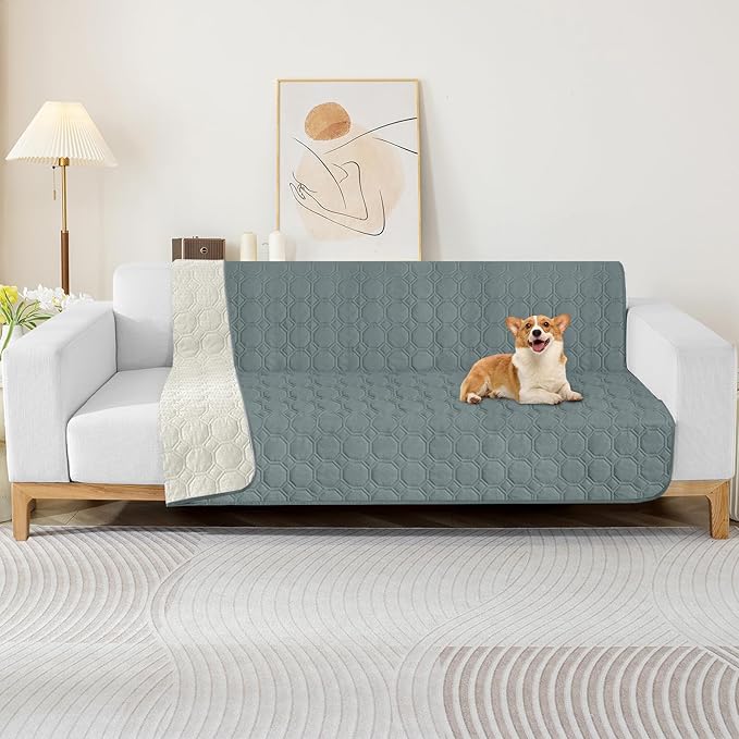 ZNSAYOTX Ultimate Cozy Blankets (68"x82") 100% Waterproof Bed Mat Blanket for Dog Pets, Couch Sofa Protector with Non-Slip Back Washable Durable, Pee Scratch Proof Easy to Clean (Dark Grey)