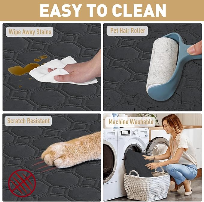 ZNSAYOTX Ultimate Cozy Blankets (52"x82") 100% Waterproof Bed Mat Blanket for Dog Pets, Couch Sofa Protector with Non-Slip Back Washable Durable, Pee Scratch Proof Easy to Clean (Black)