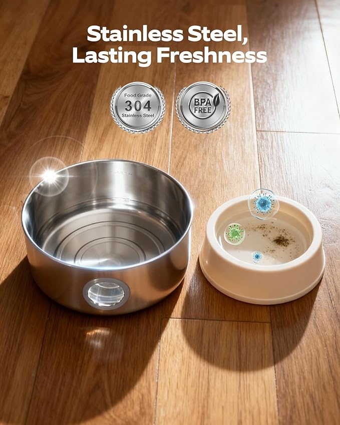 Cat Water Fountain Battery Operated: Wireless Cat Fountain with Motion Sensor - 88oz/2.6L Cordless Pet Dispenser for Cats Indoor - Automatic Quiet Waterer for Small Animal with 6 filters and 3 sponges