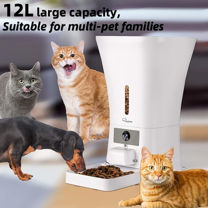 12L 5G WiFi Aautomatic Dog Feeder Large Breed & Automatic cat feeders 1080P Full HD Pet Camera Treat Dispenser Food Dispenser