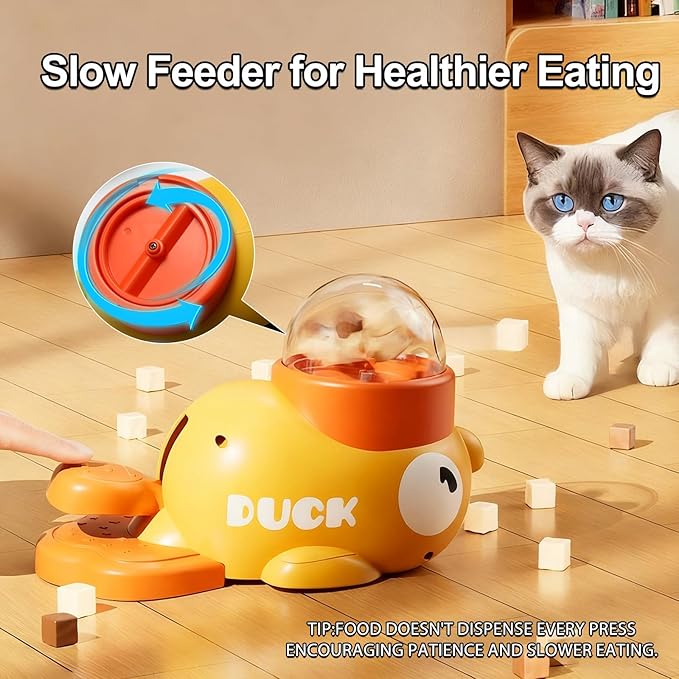 Fanosy Interactive Dog Toys Food Puzzle Slow Feeder, Cat Treat Dispenser Toy Duck-Shaped Enrichment Toy for Small Medium Dogs and Cats, IQ Training and Exercise Small Animal Bowls
