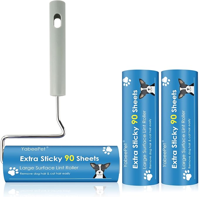 Extra Sticky Large Surface Lint Roller, 6.3'' Giant Lint Roller for Pet Hair, Lint Remover Roller for Cat Hair, Clothes, Furniture (1 Handle + 270 Sheets)