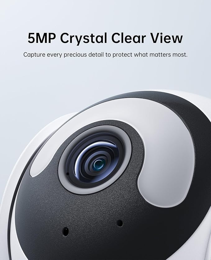 Indoor WiFi Camera, Plug-in Wireless Security Camera with 5MP 3K Video, Pan/Tilt, 2-Way Audio, AI Motion Detection, No Subscription, for Home, Baby & Pet