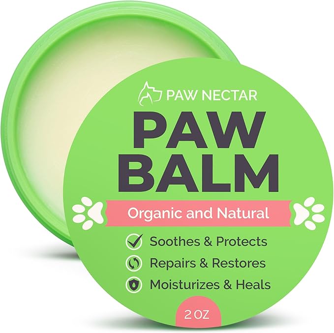 Dog Paw Balm - Heals, Repairs & Restores Dry, Cracked & Damaged Paws - 100% Organic & Natural Cream Butter, Wax, Moisturizer & Protection for Dog Feet & Foot Pads - Effective & Safe (4 Oz)