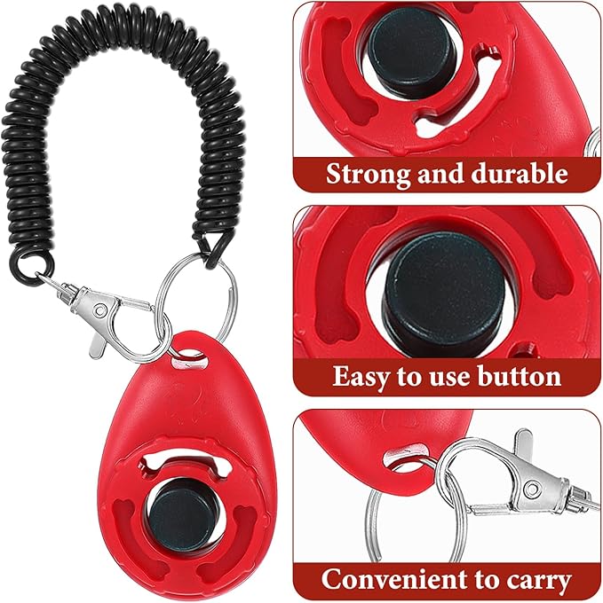 Sibba Dog Training Clicker with Wrist Strap 4PCS Pet Training Clicker for Puppy Cats Birds Horse Clickers Trainer Durable Lightweight Easy to Use Pet Trainings Tools Behavior Aids Black White Red Blue