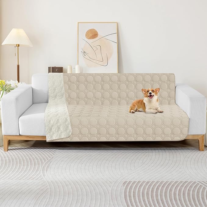 ZNSAYOTX Ultimate Cozy Blankets (52"x82") 100% Waterproof Bed Mat Blanket for Dog Pets, Couch Sofa Protector with Non-Slip Back Washable Durable, Pee Scratch Proof Easy to Clean (Khaki)