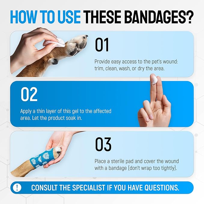 SILVER GRADE Wrap Self Adhesive Bandages 6 Rolls for Horses - 2 Inch Cohesive Pet Wrap for Dogs & Cats - Flexible & Durable First Aid Tape