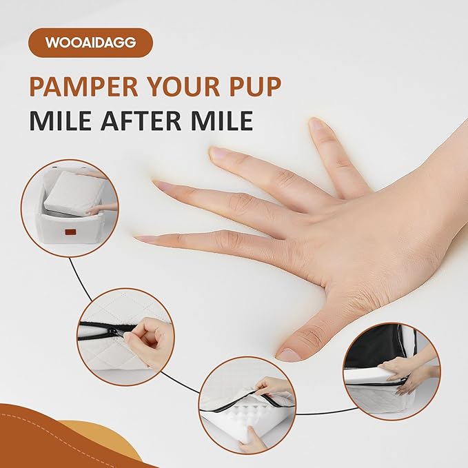 Dog Car Seat for Medium Sized Dog,Pet Travel Car Bed with Seat Belt Channle,Fully Detachable and Washable Car Dog Seat with Adjustable Straps,3 Straps Easy to Install (Beige)