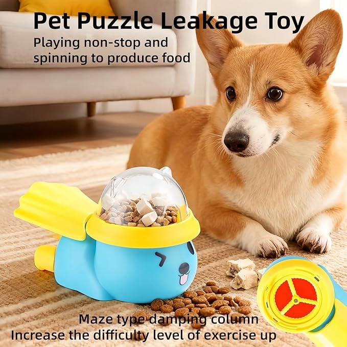 Yaindhi Dog Interactive Treat Dispenser Toy, Interactive Cat Dog Puzzle Toy, Dogs Food Treat Feeding Dispenser for Healthy Eating for Small & Medium (Blue/Yellow)